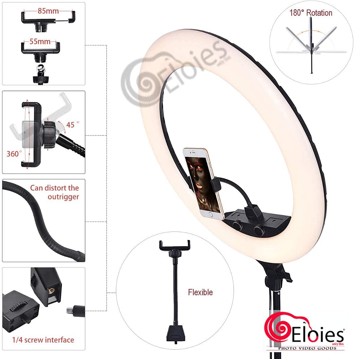 5.7 inch Ring Light with Tripod Stand LED Camera Selfie Light Ring with  iPhone Tripod and Phone Holder for Video Photography Makeup Live  Streaming,Compatible with iPhone and Android Phone - Walmart.com