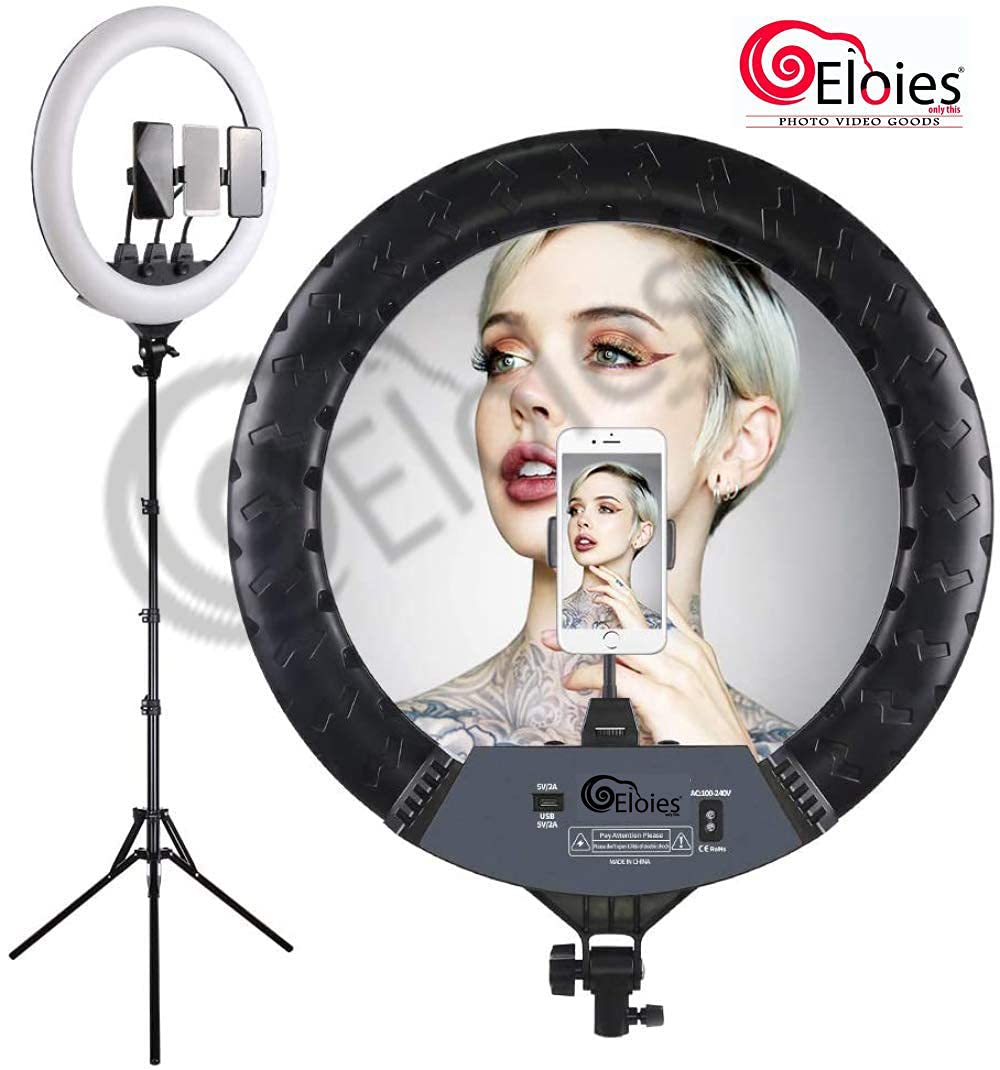 18 inch ring light with tripod stand, Led Light Ring, Selfie Light Ring  with 9 Foot Extendable Tripod Stand for Live Stream/YouTube/Instagram  Reels/Video/Makeup/Photography, Wireless Remote Control