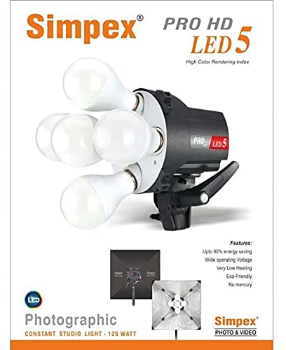 Eloies Simpex PRO HD LED 5 Photo Video Studio Light Softbox Continuous Lights YouTube Shooting Film Making Videography Portrait Product Photography